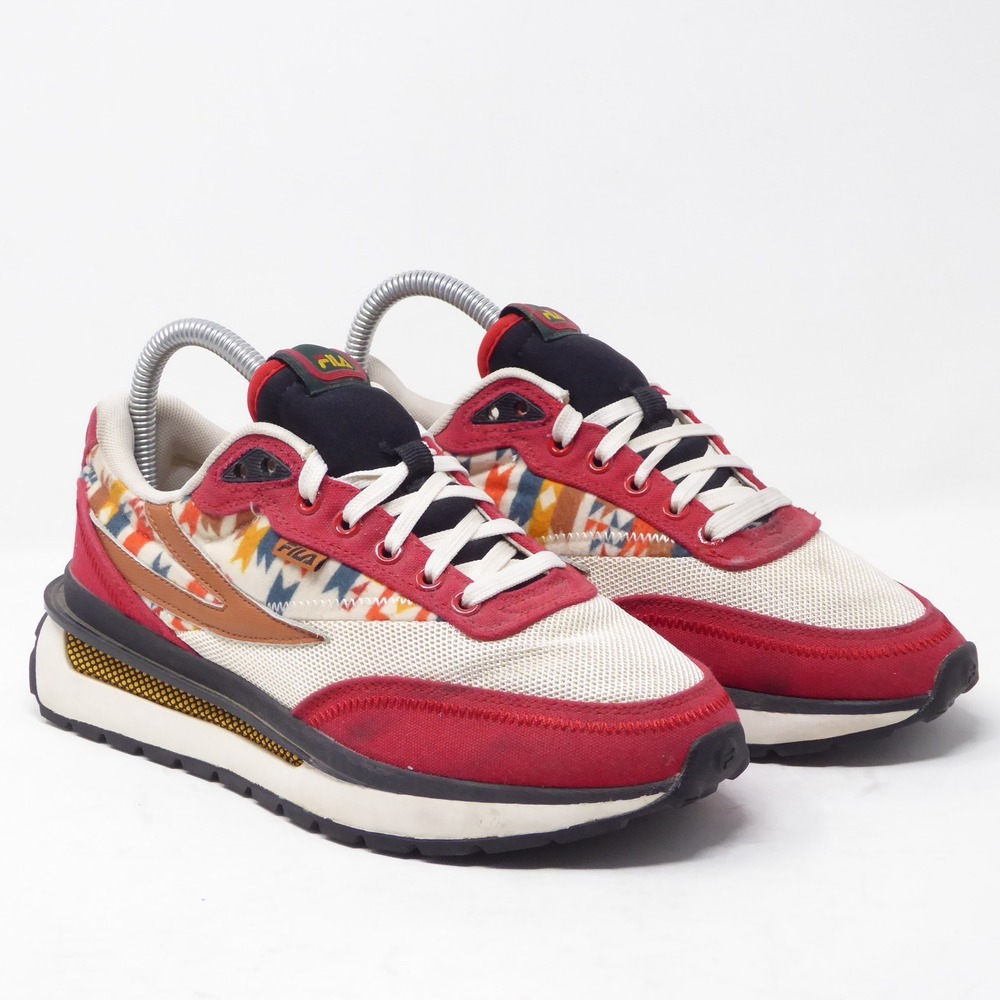FILA Renno Mens Size 5.5 Aztec Print Red White Sneakers Running Shoes